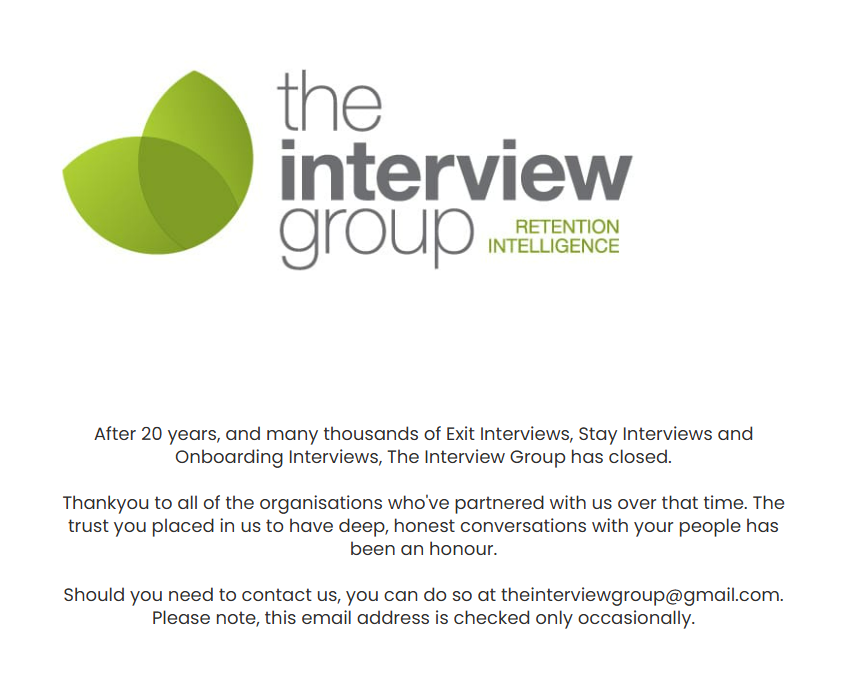 The Interview Group has closed after 20 years. Thank you to all of the organisations who partnered with us.